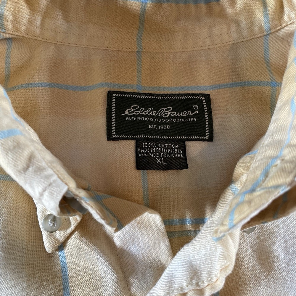 Eddie Bauer Men's XL Plaid Button Down Shirt Long Sleeve Flannel 90s